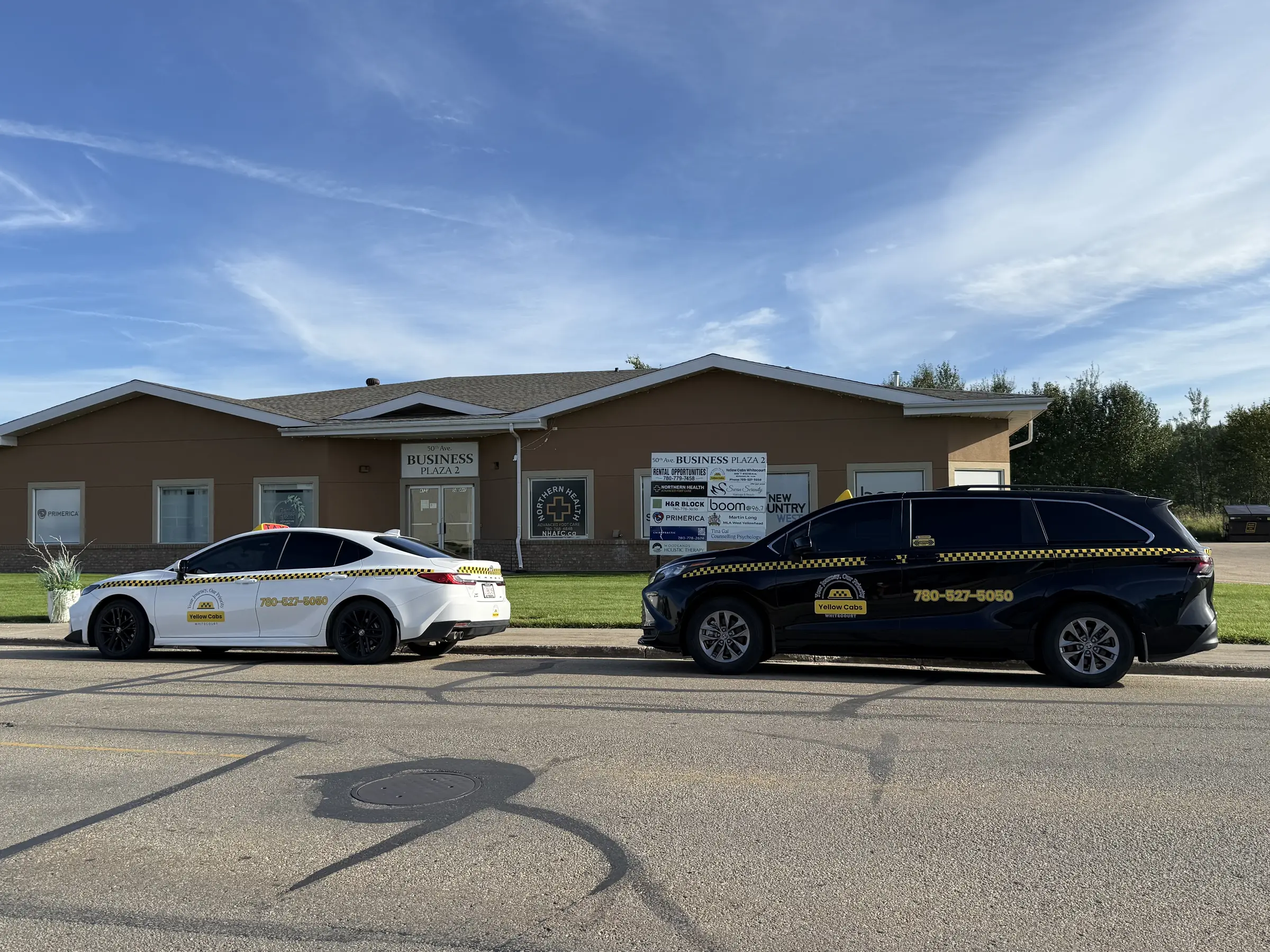 Yellow Cabs Whitecourt taxi parked in Whitecourt, Alberta